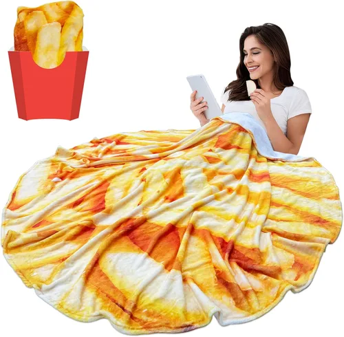 Vista 12 de Manta redonda de tortilla para adultos, manta grande de franela suave y cómoda con diseño de queso y pizza, manta para niños, artículos extraños