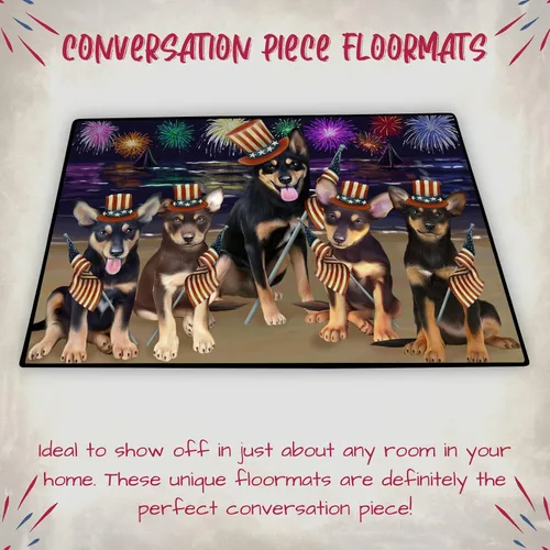 Vista 4 de Doggie of the Day Australian Kelpies Dogs Floor Mat - 4th of July Independence Day - Best Dog Doormat - Protector Decor - Unique Portrait Art