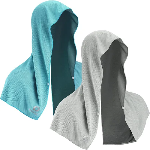 Vista 13 de Sukeen Toalla refrescante con capucha para hombres, toallas refrescantes para el cuello y la cara, se enfría cuando está mojado, envolturas