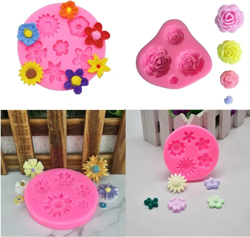 Vista 8 de FIRETREESILVERFLOWER Molde de silicona para fondant de flores y mariposas, para decoración de pasteles, dulce de chocolate, arcilla polimérica