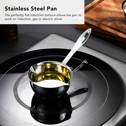 Vista 3 de Zerodis Olla calentadora de mantequilla, acero inoxidable de 10.1 fl oz, plata, sin tapa