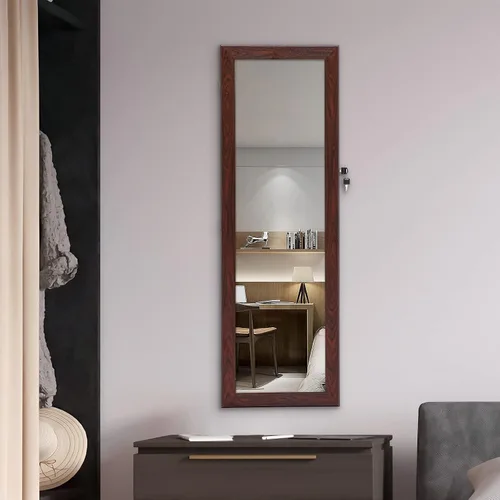 Vista 2 de be current Armario de joyería con espejo para colgar en la pared o en la puerta organizador de almacenamiento con cerradura con cajones armario