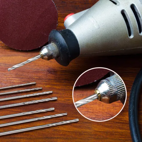 Vista 5 de Juego de brocas micro mini de 0.3-1.6 mm, brocas pequeñas de vástago pequeño, HSS totalmente rectificado, broca helicoidal de acero de alta