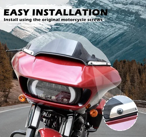 Vista 3 de Moldura de parabrisas lateral cromado para Road Glide 15-23, kit de moldura de parabrisas dividido para Harley Road Glide Ultra FLTRU FLTRX Special