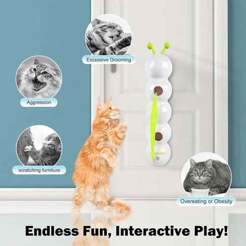 Vista 5 de Caterpillar - Juguete inteligente interactivo para gatos, juguetes recargables activados por movimiento, resistentes a las mordeduras, juguetes