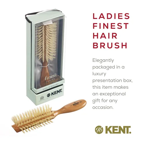 Vista 13 de Kent LC7 Cepillos de pelo medio radiales para mujer, cepillo de pelo rizado hecho de madera de cerezo, cepillo de cerdas de jabalí natural blanco