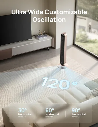 Vista 4 de Ventilador de torre inteligente Dreo con control de voz, ventilador oscilante de 120° compatible con Alexa/Google/App/control remoto, 42 pulgadas