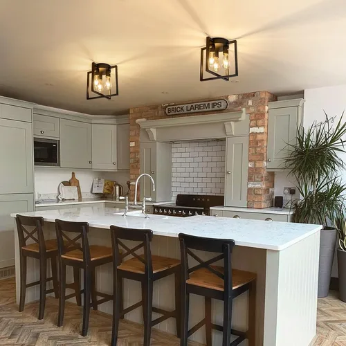 Vista 6 de Lámpara de techo negra de 3 luces, accesorios de iluminación industriales de cocina estilo granja para pasillo, recámara, baño, entrada