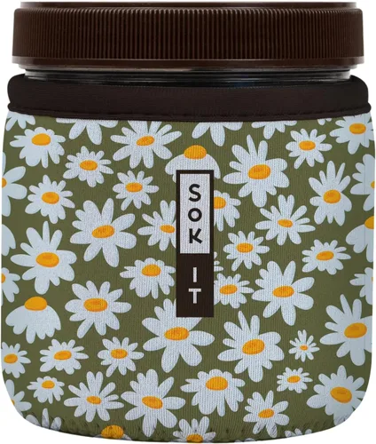 Vista 198 de Sok It IceCreamSok - Funda de neopreno aislada (flores abstractas, pintas de helado cónicas)