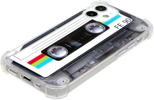 Vista 4 de FAteamll Funda para iPhone 12 Mini, acabado mate, resistente, suave, con esquinas reforzadas, TPU suave, parachoques retro, funda de cinta de casete