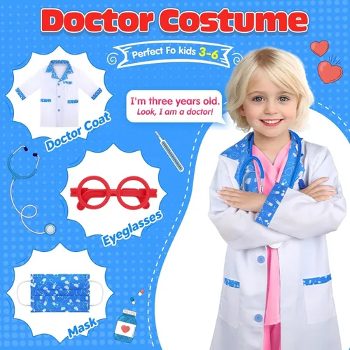 Vista 6 de Kit de doctor para niñas, juego de médicos para niños pequeños, 22 piezas, regalo de juego de doctor para niños, juego de juguetes médicos con juego