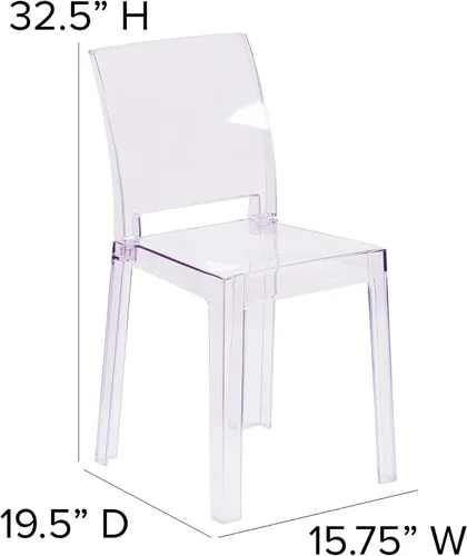 Vista 3 de Flash Furniture Silla Emilie Ghost con respaldo cuadrado en cristal transparente