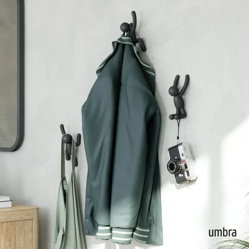 Vista 2 de Umbra Buddy Ganchos de pared decorativos montados en la pared para colgar abrigos, bufandas, bolsos, carteras, mochilas, toallas y más, juego de 3