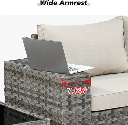 Vista 8 de HOOOWOOO Outdoor Patio Sectional Furniture Sofa Set with Widened Armrest,6 Piece Small Modern Wicker Couch,Modular L Shaped Conversation Seating Set
