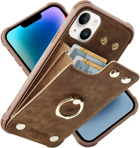 Vista 38 de Funda tipo cartera compatible con iPhone XR/10R con tarjetero de crédito, funda protectora de cuero a prueba de golpes compatible con anillo