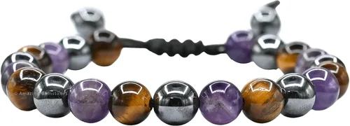 Vista 27 de Amazing Gemstone Pulsera de control de ira – Howlita Amazonita Lava Juego de pulseras para hombres y mujeres, curativa, calmante, ansiedad, alivio