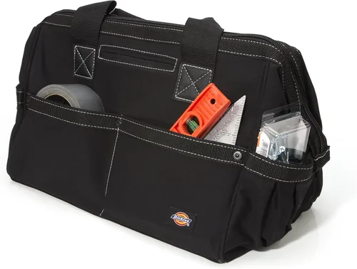Vista 3 de Dickies Bolsa de trabajo de lona duradera de 16 pulgadas para pintores, carpinteros y constructores, cremallera resistente, asas reforzadas, Negro