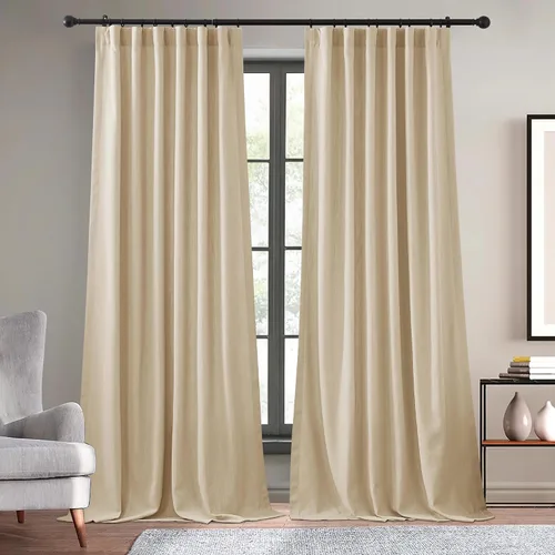 Vista 10 de KGORGE Cortinas azules de lino sintético de 84 pulgadas de largo, juego de 2 paneles, elegantes cortinas casuales de lino con textura para ventana