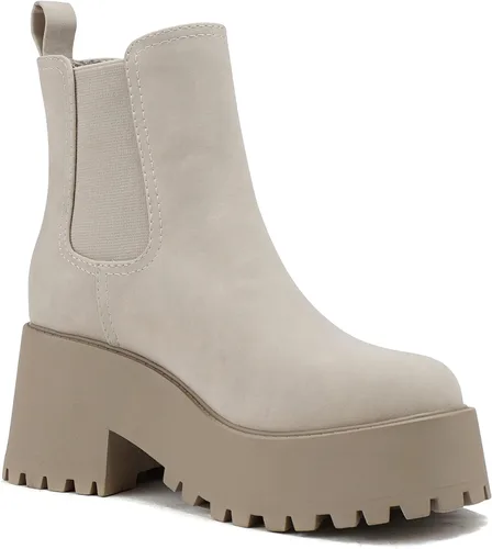 Vista 4 de Soda INSTANT - Botines Chelsea de tacón medio con suela gruesa para mujer, con doble elástico