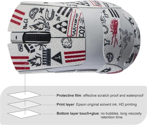 Vista 5 de immoenuc Adhesivos de cinta de agarre para mouse Razer Deathadder V4 Pro / V3 / V3 Pro Mouse antideslizante piel autoadhesiva, precortada, Blanco