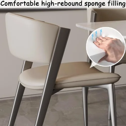 Vista 7 de YVYKFZD Juego de sillas de comedor de cuero, sillas de comedor con patas y respaldo de metal, sillas de cocina sin brazos de ocio, silla auxiliar