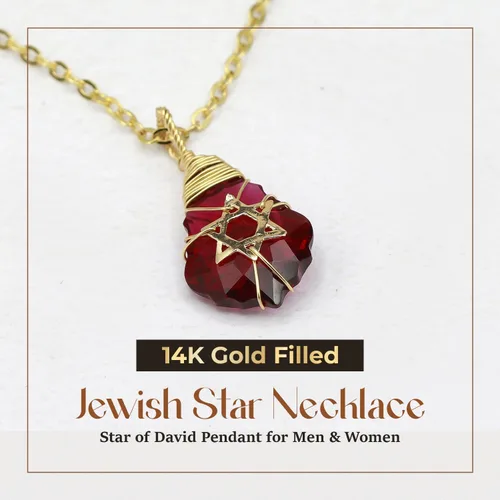 Vista 14 de Collar de estrella de David para mujeres y hombres, collar de estrella judía relleno de oro de 14 quilates, collar de Israel