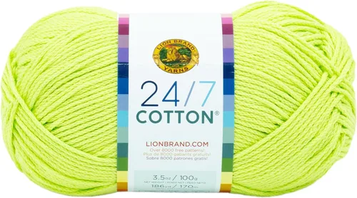 Vista 98 de Lion Brand Yarn - Hilo ligero 24/7 de algodón para tejer, hacer ganchillo y manualidades, Ámbar, paquete de 1 Light Worsted 100% Mercerized Cotton