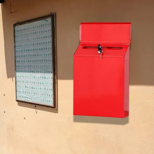 Vista 5 de NC Iron Buzón vertical colgante de seguridad montado en la pared Sugerencia Caja de envío seguro Papeleo Periódicos Revistas Caja Postbuzón