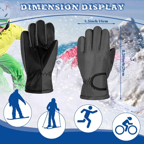 Vista 3 de Guantes de esquí para niños, 3 pares de guantes de invierno impermeables para niños, guantes de invierno aislados para snowboard y patinaje sobre