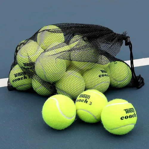 Vista 8 de Teloon Pelotas de tenis de entrenamiento de presión, bolsa de transporte de malla de 12 o 18 unidades, 4 colores disponibles, pelotas de tenis sin