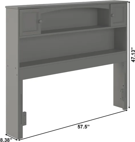 Vista 2 de Atlantic Furniture AR285839 Newport - Cabecero para libros, color gris