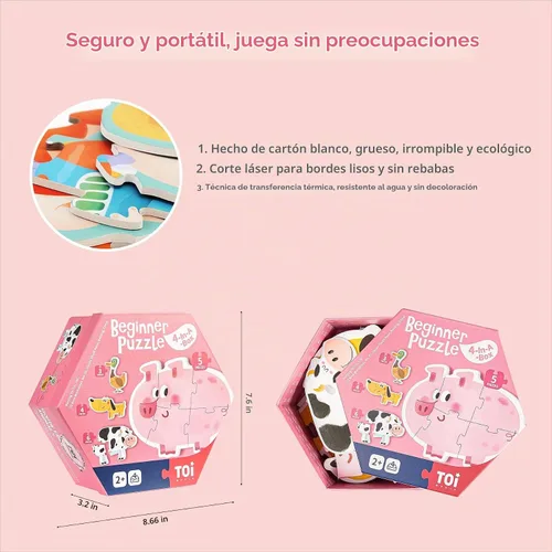 Vista 5 de TOI Rompecabezas de piezas grandes para niños de 2 a 4 años, rompecabezas