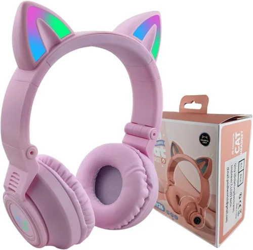 Vista 10 de Auriculares Bluetooth con orejas de gato Yusonic, auriculares inalámbricos para niños pequeños, niños y niñas, para Amazon Fire Negro