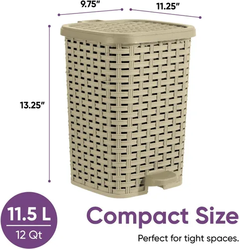 Vista 2 de Superior Performance Inc 3.1 Gal. Papelera de estilo ratán compacta (Beige y marrón)