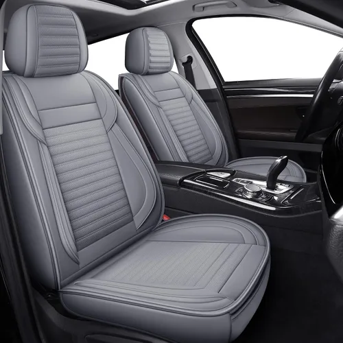 Vista 12 de LINGVIDO - Fundas de piel sintética con respaldo para asiento de automóvil, transpirables, impermeables, universal y antideslizante, para SUV Beige