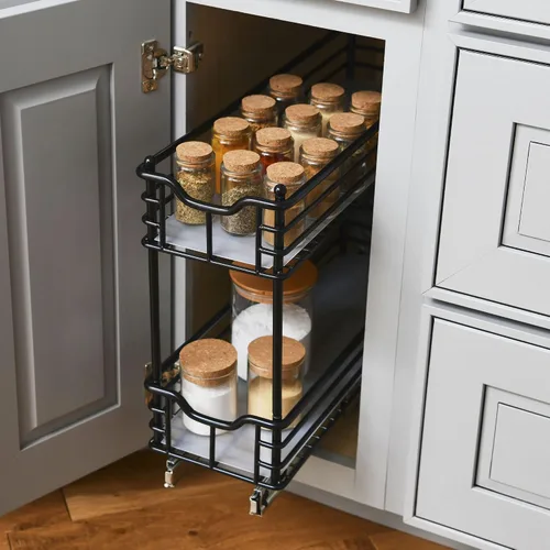 Vista 8 de Household Essentials Organizador extraíble de dos niveles de acero negro mate