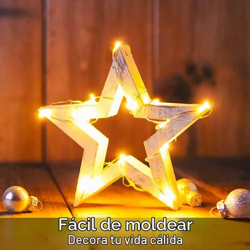 Vista 3 de Paquete de 12 luces de hadas Yiaht que funcionan con pilas, cable plateado impermeable de 7 pies, 20 luces LED de luciérnaga, estrellas y luna