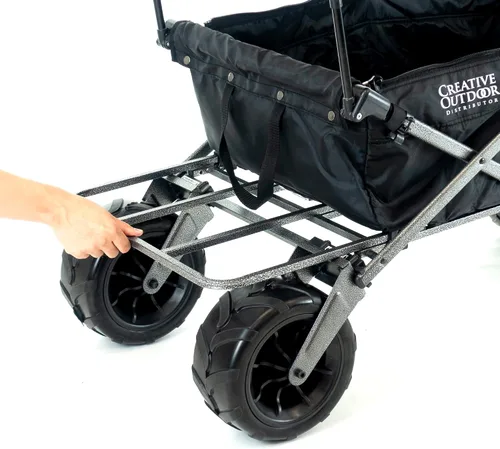 Vista 7 de Cochecito creativo para exteriores, carrito de playa XXL Deluxe con toldo, carrito plegable plegable y portátil, soporta hasta 200 libras