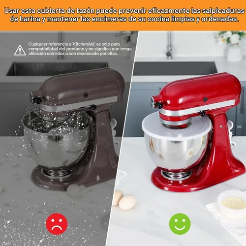 Vista 2 de AIEVE Fundas para tazones para mezclador, tapas protectoras de salpicaduras para mezclador KitchenAid de 4.5 a 5 cuartos de galón (2 unidades)