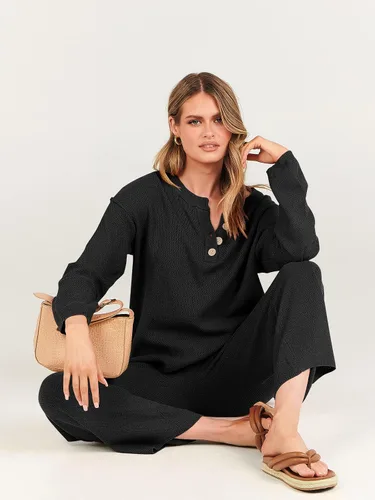 Vista 8 de ANRABESS Conjunto de 2 piezas para mujer, conjunto de suéter holgado holgado de punto de gran tamaño, conjunto de ropa de descanso a juego de moda