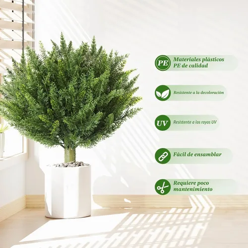 Vista 6 de Juego de 2 arbustos topiarios de Navidad de ciprés artificiales, plantas artificiales de exterior resistentes a los rayos UV de 20 pulgadas
