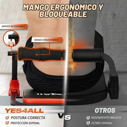 Vista 3 de Yes4All Máquina de Abdominales para Cuerpo Total y Core Abdominal, Sentadillas Bloqueables con Mango Ergonómico de Espuma y 2 Bandas de Resistencia