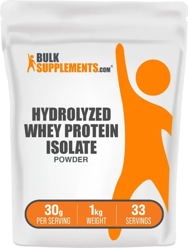Vista 6 de BulkSupplements.com Polvo de proteína de suero hidrolizado aislado - Proteína de suero aislado - Sin sabor y sin gluten, 30g por porción, 500g