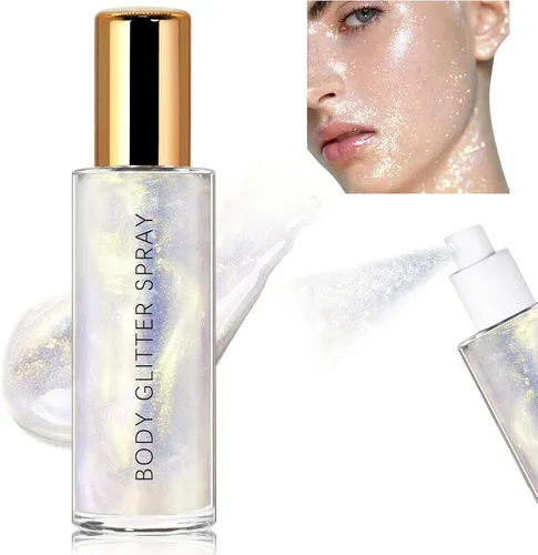 Vista 9 de HOSAILY - Pulverizador de purpurina corporal, brillo bronce hidratante, iluminador de brillo con luminización, iluminador líquido de secado rápido