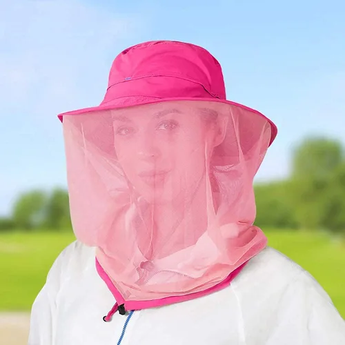 Vista 2 de Peicees Sombrero de red para hombres y mujeres, sombrero de pesca de aventura, sombrero de safari para caza, camping, senderismo