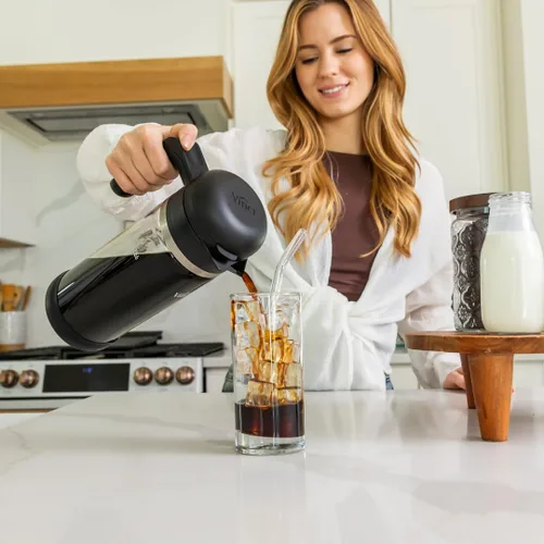 Vista 7 de VINCI Cold Brew 360, Cafetera de Café Frío de Vidrio con Tecnología de Preparación de Doble Filtro 360 Patentada, Preparación Fría para Café Helado