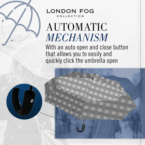 Vista 3 de London Fog Rain Umbrella, Automatic Folding Umbrella, Windproof, Lightweight and Packable for Travel, Full 4244 Inch Arc