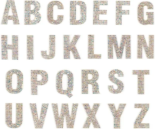 Vista 14 de PRATIQUE Calcomanías de letras del alfabeto con diamantes de imitación con purpurina, 26 letras autoadhesivas para arte y manualidades (rojo)