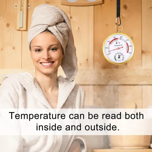 Vista 6 de Termómetro de sauna, termómetro 2 en 1 Fahrenheit e higrómetro, medidor de temperatura colgante, monitor de humedad de temperatura con cordón