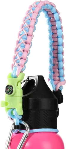 Vista 15 de Asa de cuerda de paracaídas para botellas Hydroflask 2.0 de boca ancha y estándar, con nuevo soporte de anillo de seguridad, 12oz - 64oz